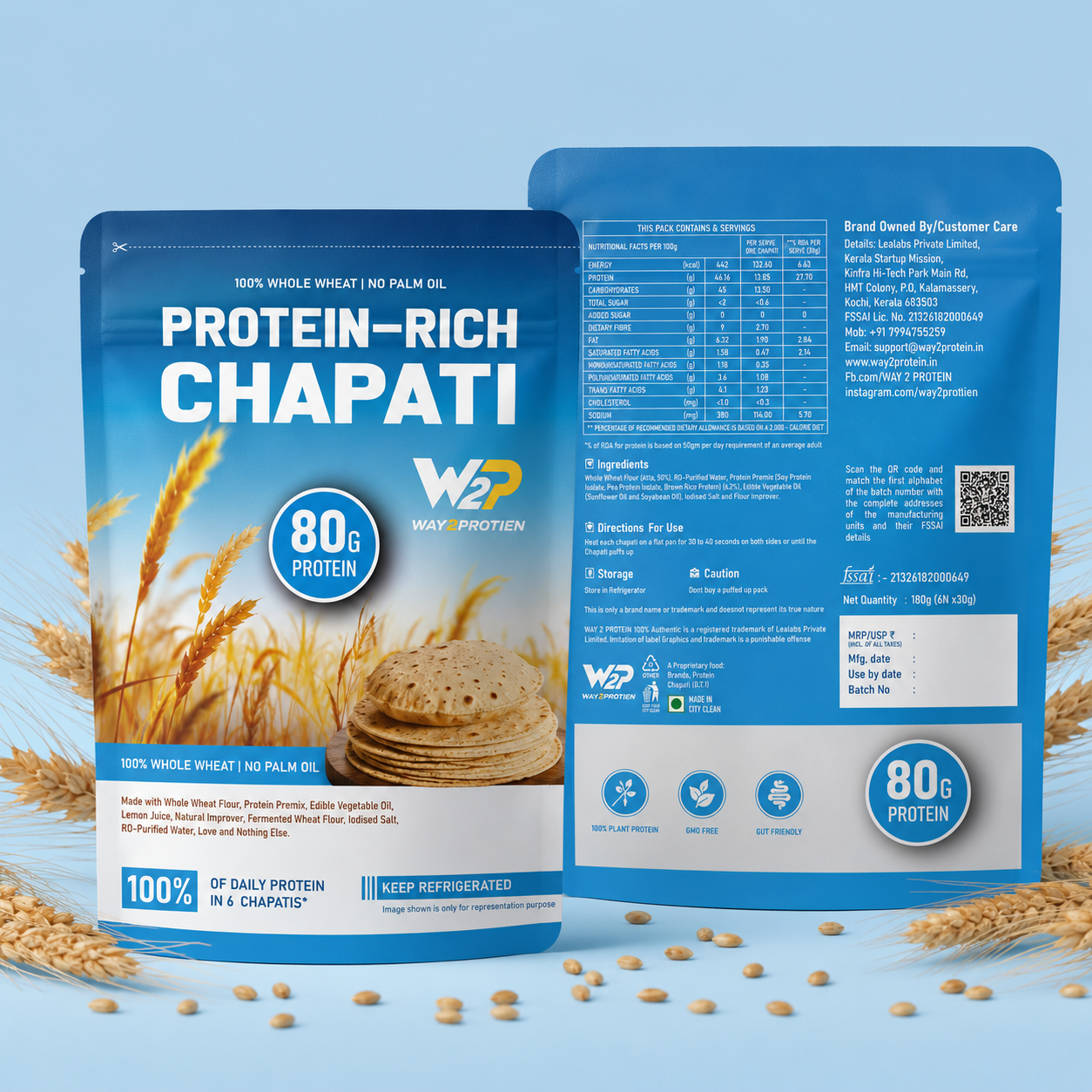 WAY2PROTIEN High Protein CHAPATI pack — front view